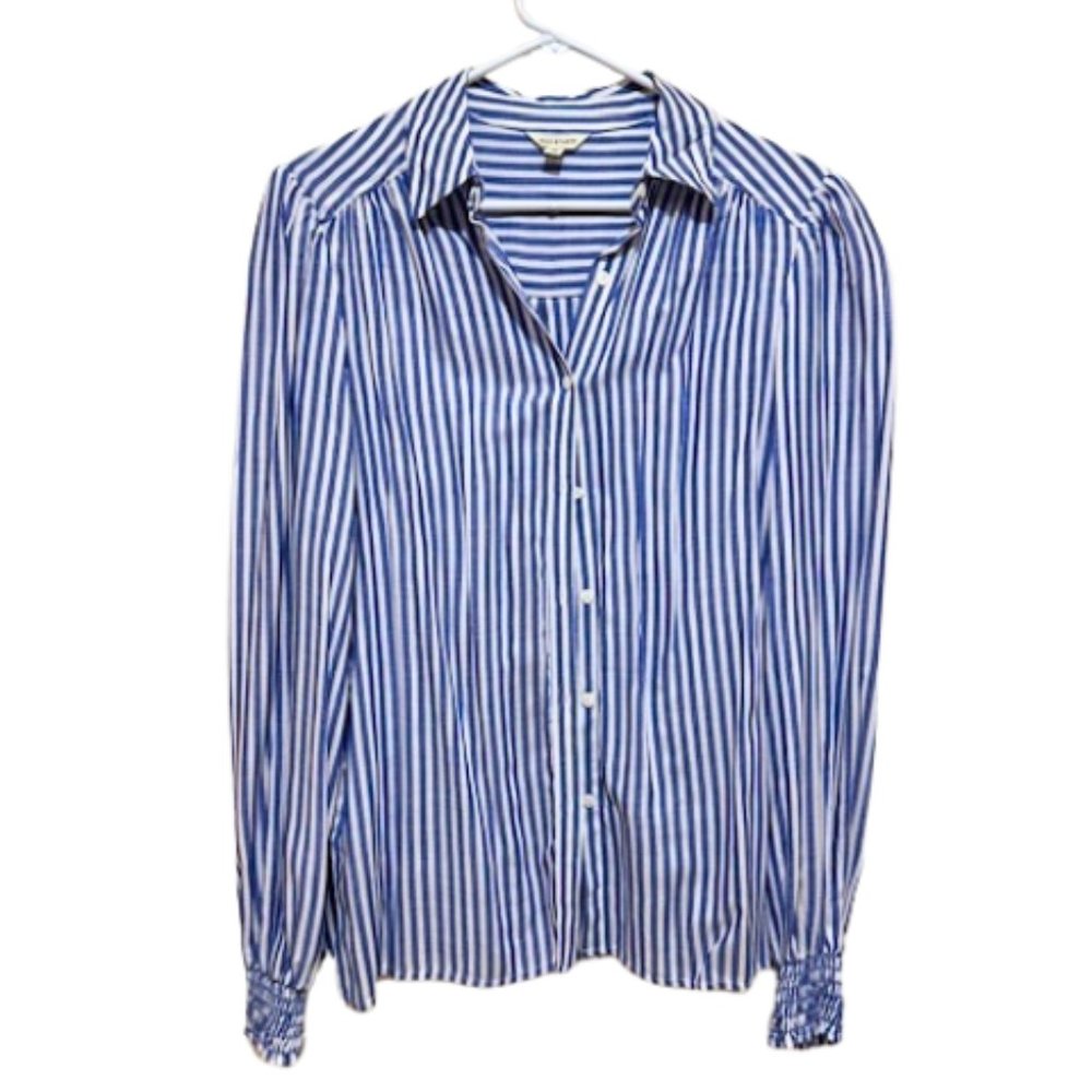 Max Studio Collar Blue Striped Button down blouse